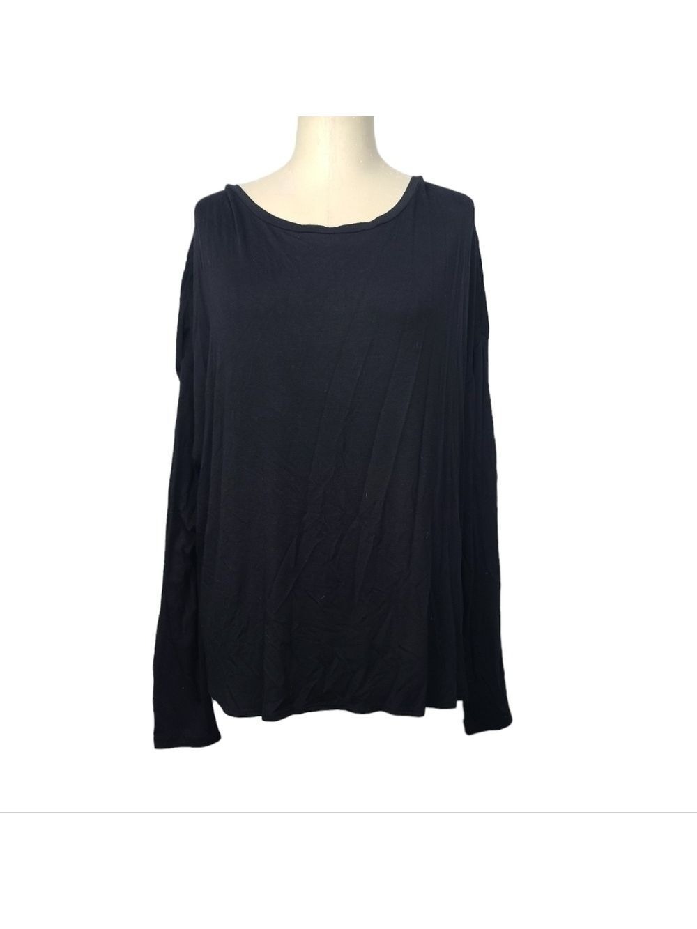 Kenneth Cole New York Black Long Sleeve Back Wrap Layered Oversized Top S